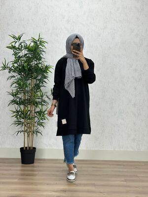 8390 PERİ ARMALI TUNİK K40 SİYAH