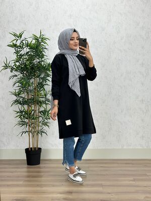 8390 PERİ ARMALI TUNİK K40 SİYAH