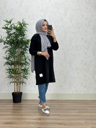 8390 PERİ ARMALI TUNİK K40 SİYAH - Thumbnail