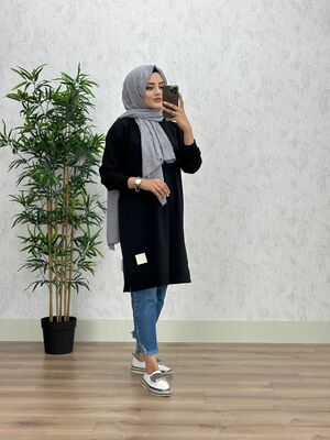 8390 PERİ ARMALI TUNİK K40 SİYAH
