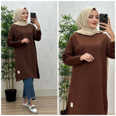8420 MEVA TUNİK K35 KOYU KAHVE