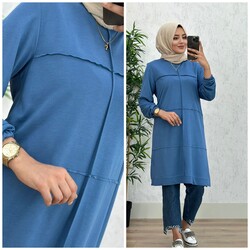 8430 MANOLYA TUNİK K50 İNDİGO - Thumbnail