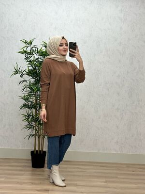 8460 ECE TUNİK K40 ACIK KAHVE
