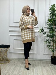 AZZE BUTİK - 9015 KARELİ TUNIK CAMEL K20
